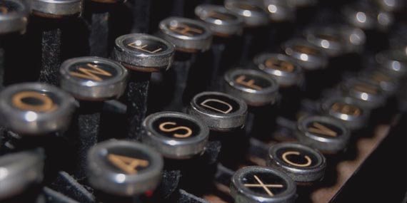 Writing novel on typewriter